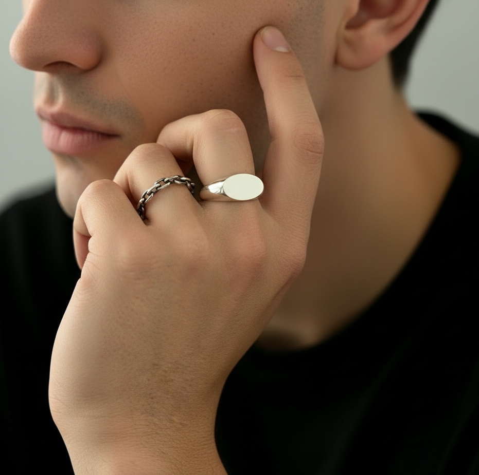 Unisex 925 Silver Signet Ring