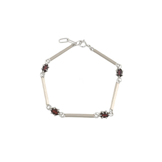 Unisex Cage silver bracelet with old matured wine color zirconias