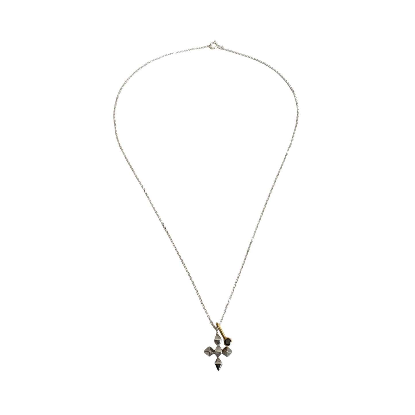 Necklace with a cross pendant on a white background