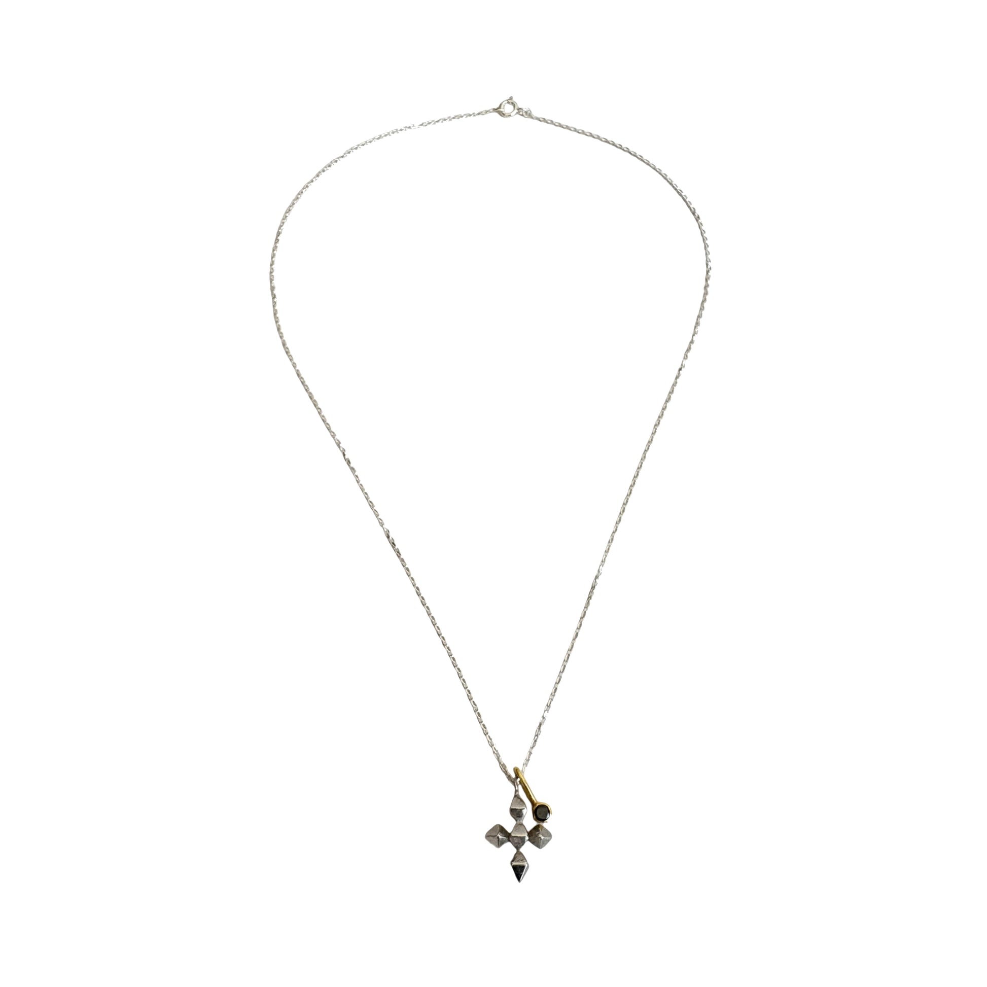 Necklace with a cross pendant on a white background