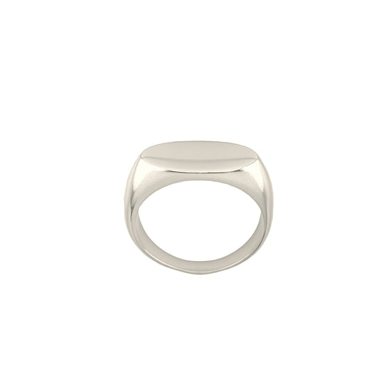 Chunky minimalist 925 silver signet ring with solid flat face