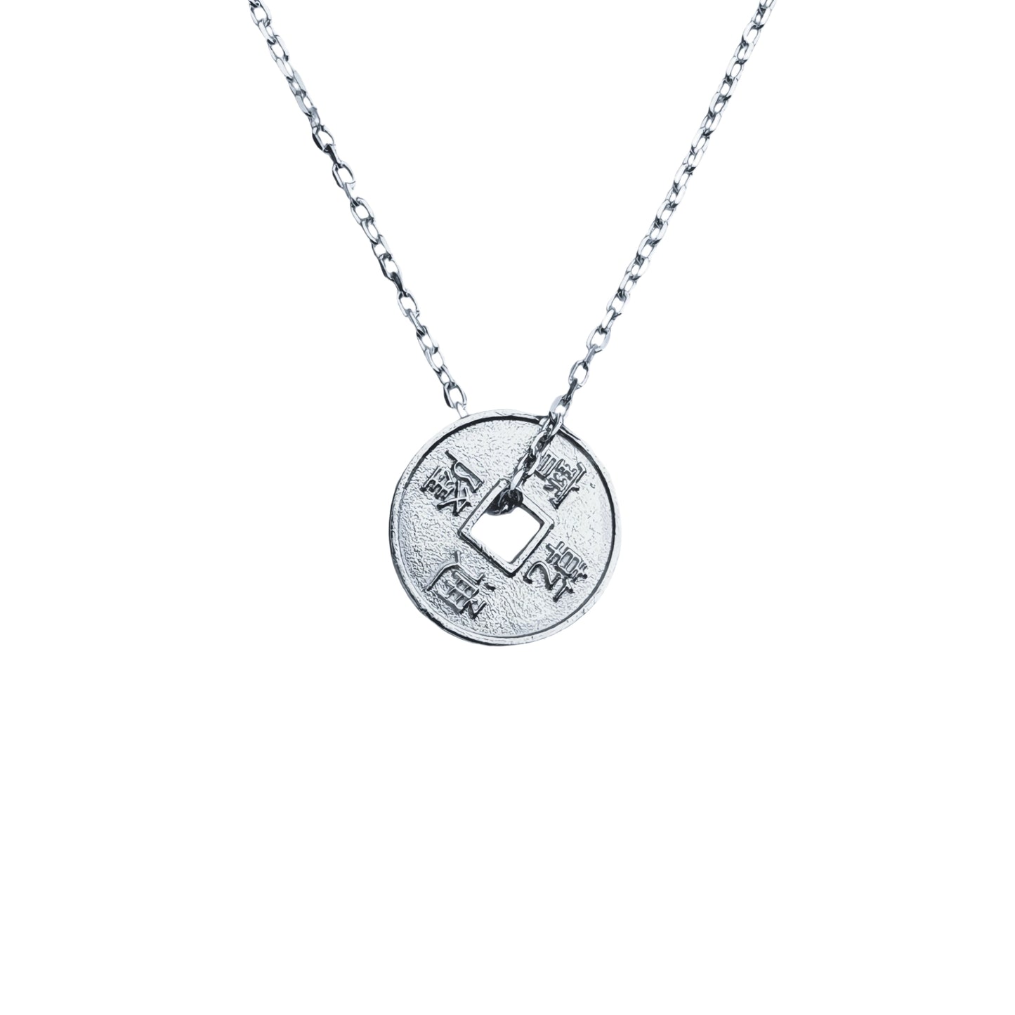 Feng Shui Good Luck coin pendant on a silver chain