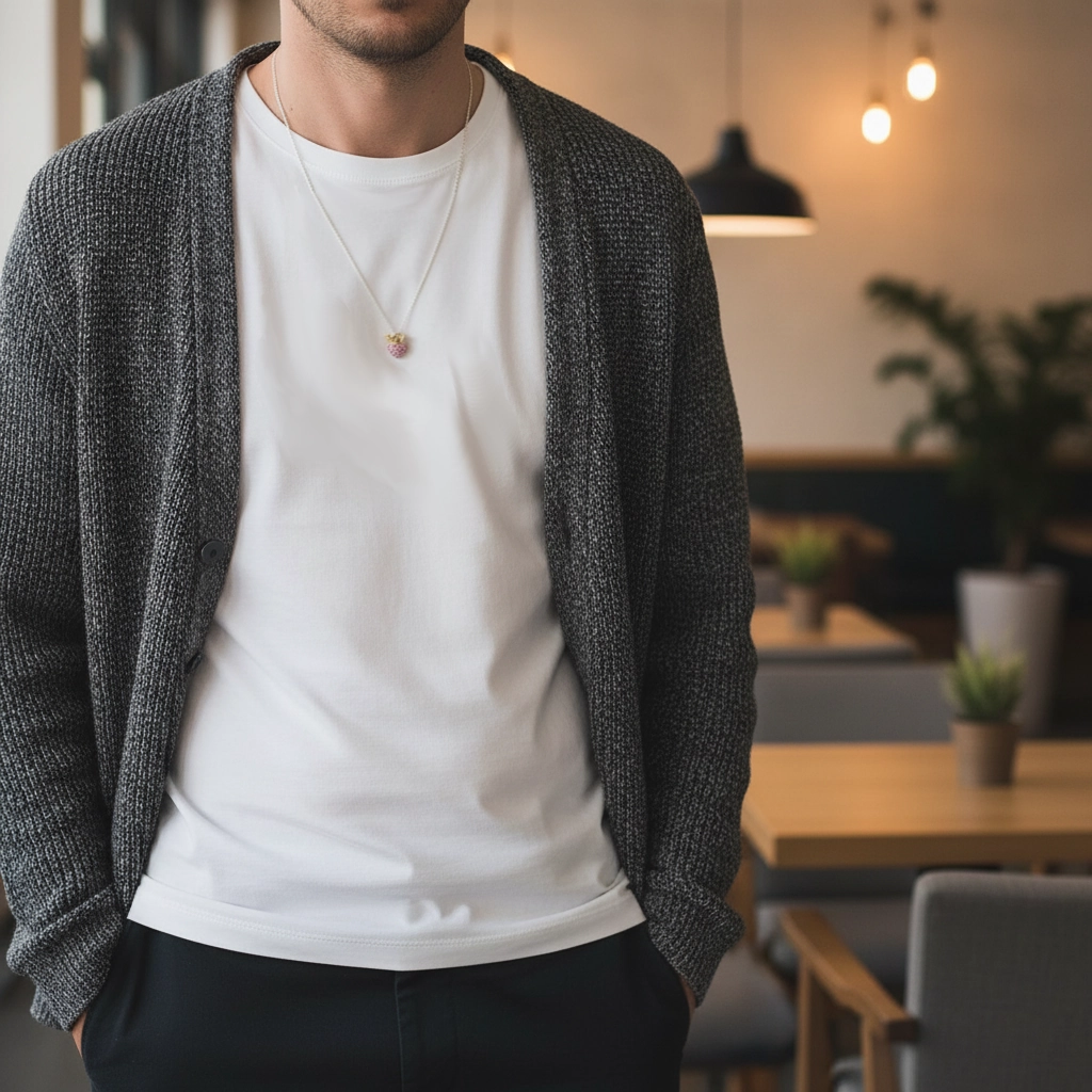 Silver chain with a heart shaped pendant encrusted with red zirconias and golden crown