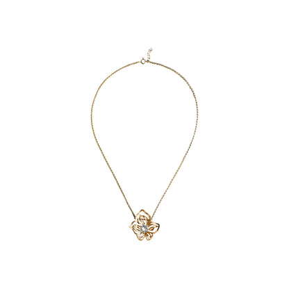 Gold plated silver Orchid with a crystal pendant on an anchor chain - Yunika