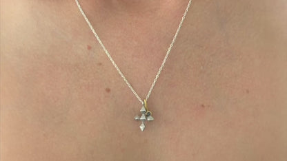 Unisex silver chain with geometric cross and golden pendants with black stone.