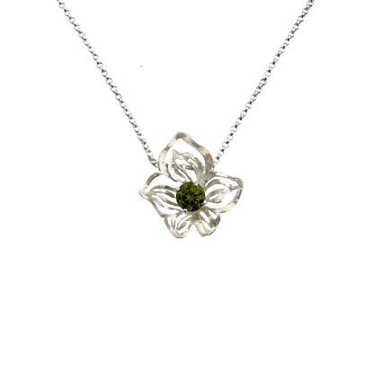 Silver Orchid pendant on an anchor chain - Yunika