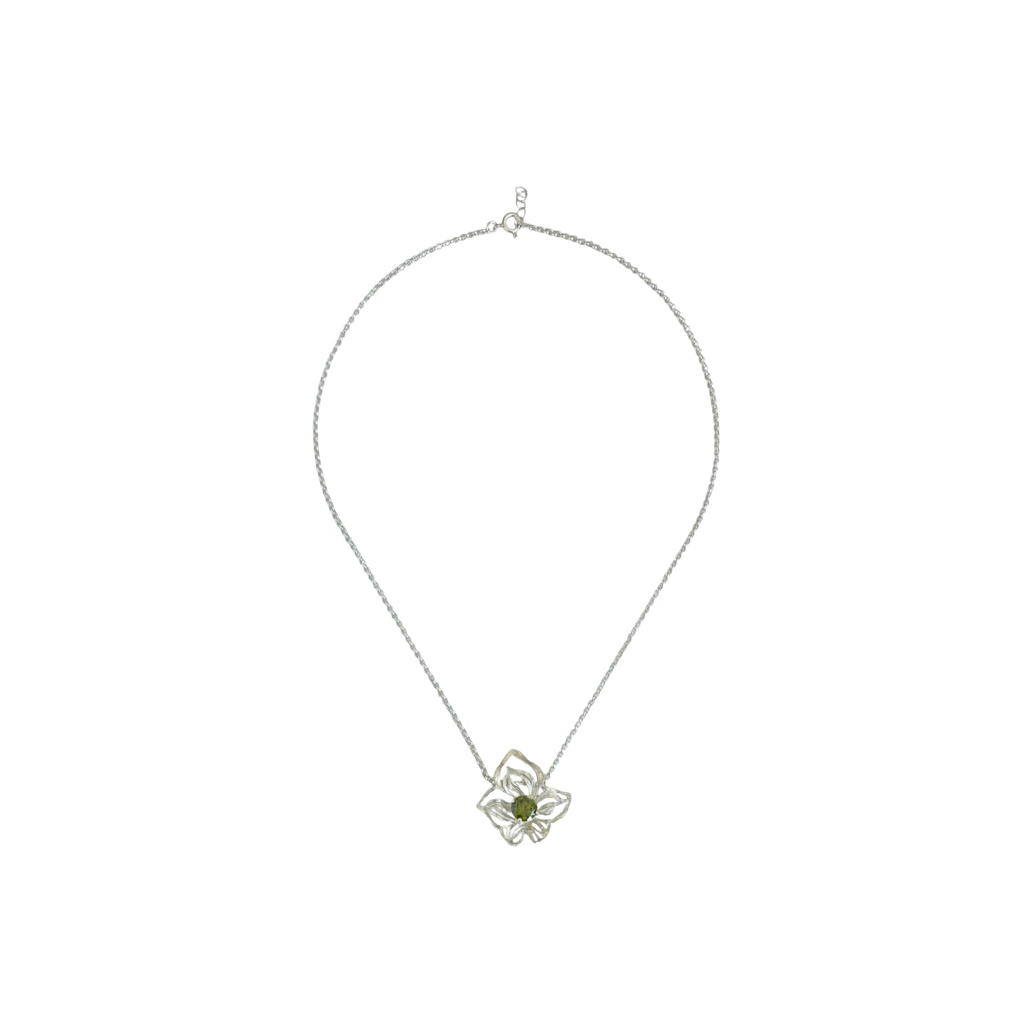 Silver Orchid pendant on an anchor chain - Yunika