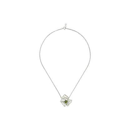 Silver Orchid pendant on an anchor chain - Yunika