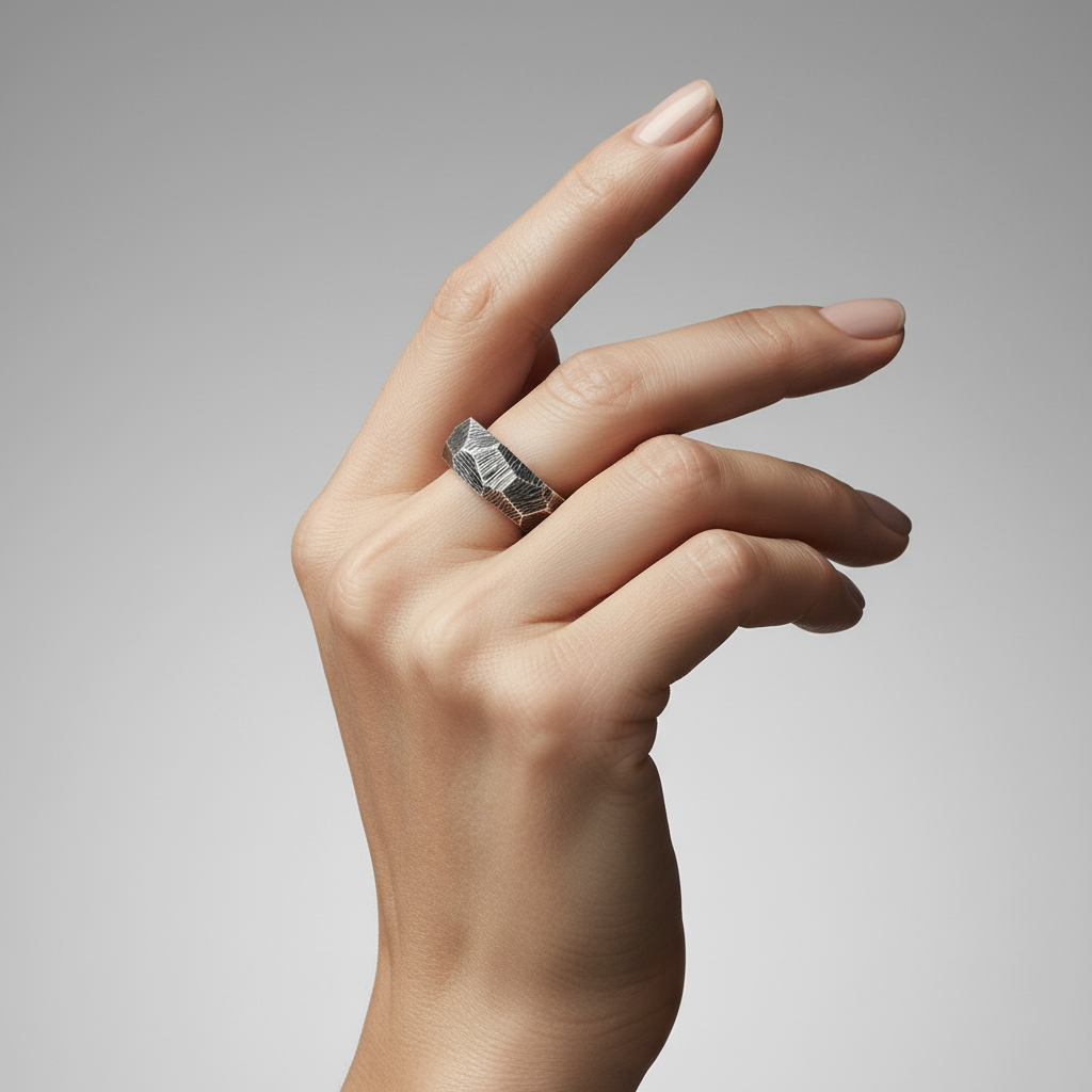 Unisex Silver Rock Ring