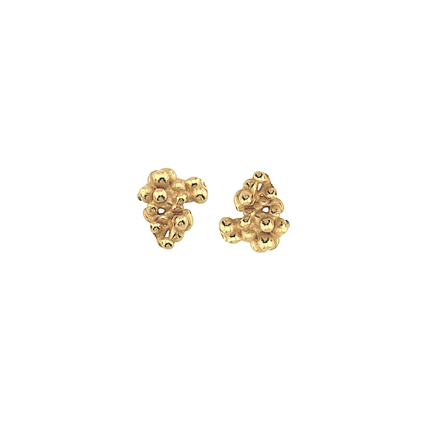 Gold-plated silver small stud earrings with organic drop accent